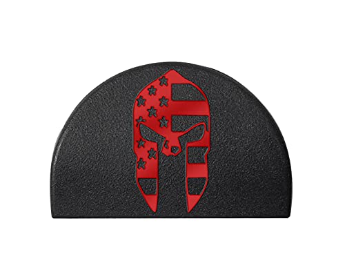 NDZ Performance Jentra JP-1 Grip Slug Plug for Glock 17 19 20 21 22 23 24 31 32 34 35 37 38 GEN 1-3 Custom Engraved - Spartan Helmet US Flag - Red Paint Fill