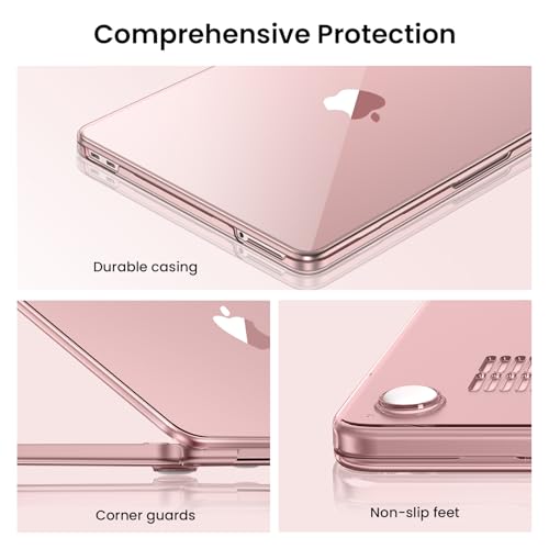 Image of BlueSwan Case for MacBook Neo Cover 13 inch 2026 A3404 Clear Hard Shell | Compatible for Apple Mac Neo 13 inch A18 Pro, Glossy Bright Finish, Scratch Resistant Protection, Laptop Skin Accessories, Blush