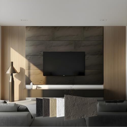 HEXIM Steinoptik Felsen Platten 120x60cm PU Wandverkleidung 0,73qm 3D Paneele Bruchstein Stone Dekor Wandpaneele Wanddeko Steinplatte Felswand Wohnzimmer Innenwand grau (A002-04 Grey)