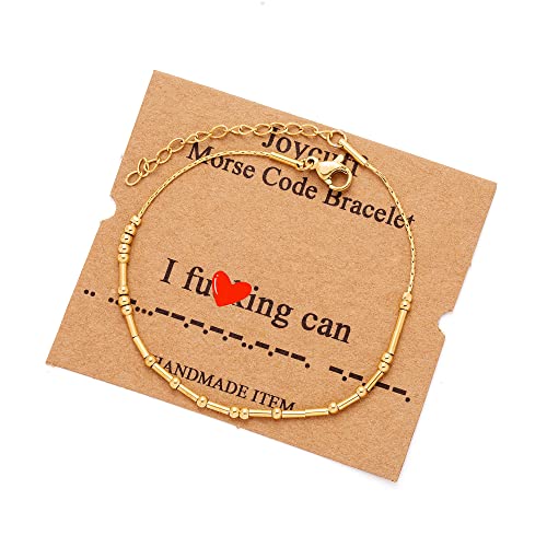 Image of JoycuFF Inspirational Morse Code Bracelets for Women Silver Beads Jewelry Encouragement Mantra Gifts for Her