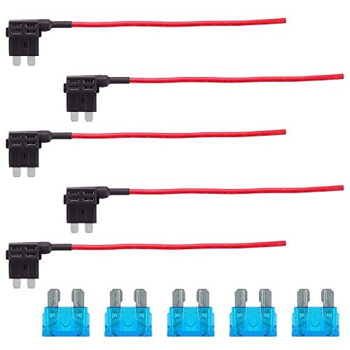Rantecks 5PCS Add-a-Circuito Portafusibles, Portafusibles Estilo Cuchilla, Fusible de Circuito con Estándar 15A Fusible Cover