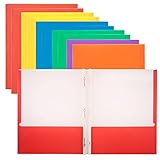 Picture of BAZIC Products 2 Pockets Paper Folder, 3 Metal Prongs Fastener Clips Portfolio, Letter Size Folders for Office Document Papers Organizer, Assorted Color, 100-Pack