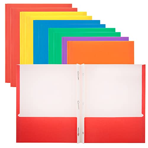 BAZIC Two Pockets Paper Portfolio, 3 Metal Fastener Clips Folder,...