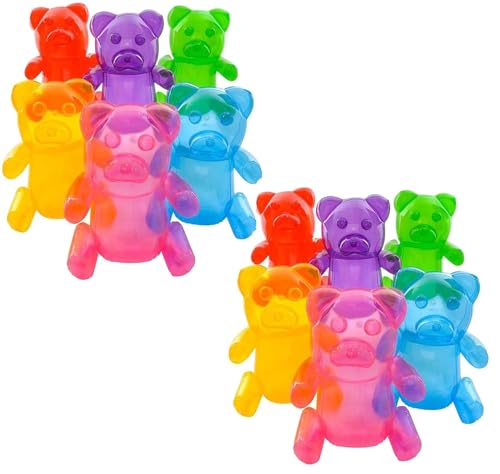 HUGE Inflatable Gummy Bears (24") - Assorted Colors Pool Toy, Candy Land Party Decor (12 Pack)