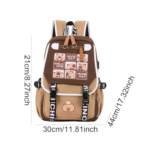 Image of Lushandy Capybara Backpack, Cute Capibara Backpacks Kawaii Kapibara Stuff Large Cartoon Capybara Bag Ita Bag