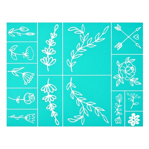 MANGOUSONG Screen Printing Kit,8x11cm Floral Design Silk Screen Stencils Reusable Silkscreen Print Kit for Printing Handbag Decoration Template Seal Tool