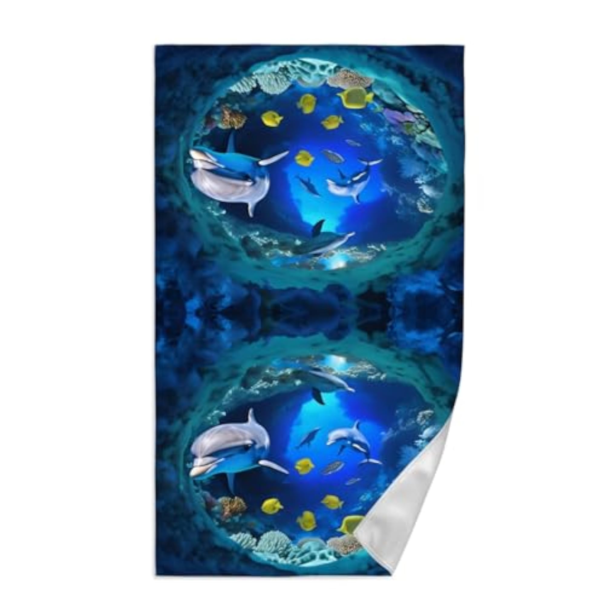 Blue Ocean Dolphin Kitchen Dish Towel, Highly Absorbent