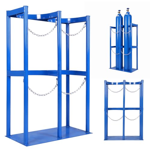 40L Oxygen Cylinder Holder Frame with Protective Chain Metal Gas Cylinder Fixing Bracket for Factories Schools & Hospitals