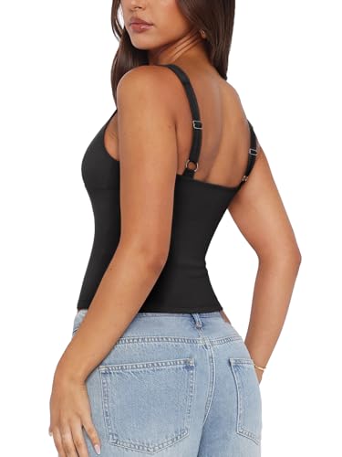 PINKMSTYLE Womens Wrap V Neck Spaghetti Strap Tank Tops Double Lined Tops for Going Out4