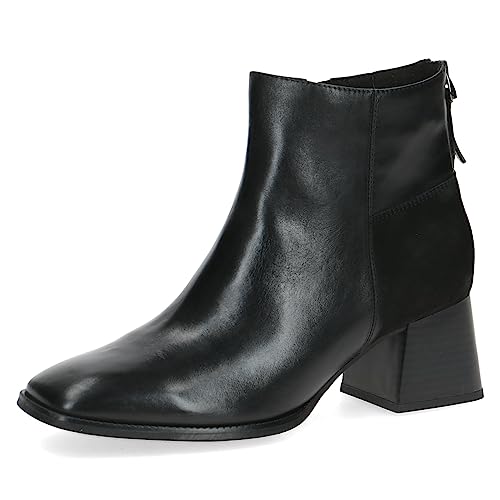 CAPRICE Damen Stiefeletten mit Absatz aus Leder Blockabsatz Weite G, Schwarz (Black Comb), 36 EU