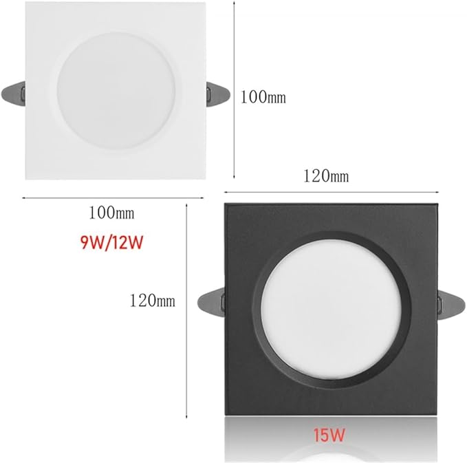 EMFYL Lampen LED-vierkante downlight 9W 12W 15W LED-plafondlamp verzonken ijzerspot licht AC220V ~ 240V for thuisverlichting (Kleur : Black body, Grootte : 9W Cold white) photo 3