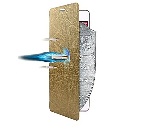 Image of Heartly Premium Luxury PU Leather Flip Stand Back Case Cover for Micromax Yu Yureka /Yureka Plus Cyanogenmod - Gold