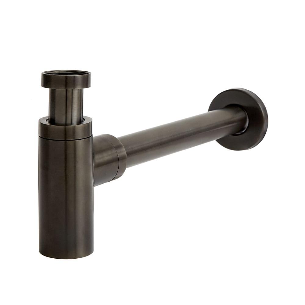 Milano Black Otto Exposed Bottle Trap For Wall Hung Or Washstand Basin - Nickel