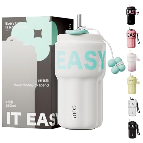 GOOM タンブラー 水筒 マグボトル コーヒーカップ 316ステンレス 550ml 直飲み 真空断熱 保冷 保温 軽量 ストラップ付き ステンレスボトル マグボトル おしゃれ ビジネス(ホワイト)