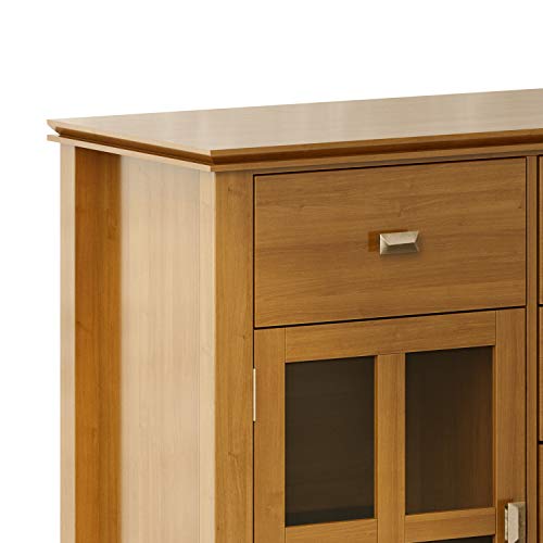 Simplihome Artisan Solid Pine Wood 54 Inch Transitional Sideboard Buffet Credenza In Honey Brown Features 2 Doors, 6 Drawers And 2 Cabinets With Large Storage Spaces #TOP4