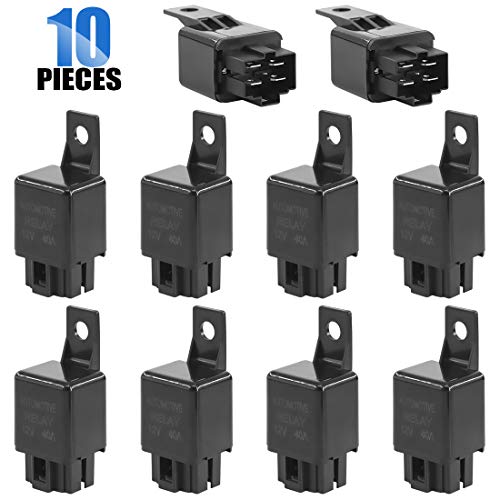 Glarks Paquete de 10 interruptores de relés eléctricos SPST de 4 pines CC 12 V 40 amperios para coche, automóvil, motor, furgoneta, barco, camión