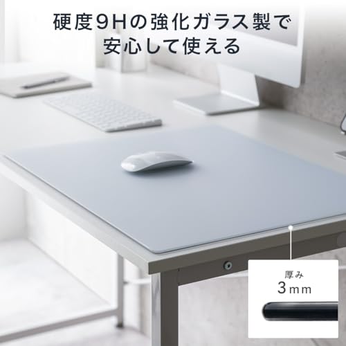 サンワダイレクト ガラスマウスパッド ゲーミング 強化ガラス 35×26cm 厚さ3mm 硬度9H Mサイズ ブラック 200-MPD034BK-M