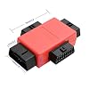 iKKEGOL Pocket OBD2 OBDII Full 16 Pin Male to 3 Female 1 to 3 OBD Cable Splitter Converter Adapter for Diagnostic Extender Red (Red)
