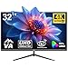 Gawfolk 32 Zoll Monitor 4K (3840 * 2160) UHD PC Gaming Monitor, VA Panel, HDR, HDMI/DP, 60Hz, schmaler Rand, 100x100mm VESA, 16:9, Black