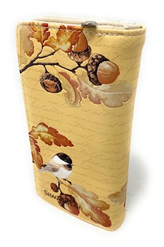 Shag Wear Acorn and Chickadee Large Wallet for Women Faux Vegan Leather 7" Beige2