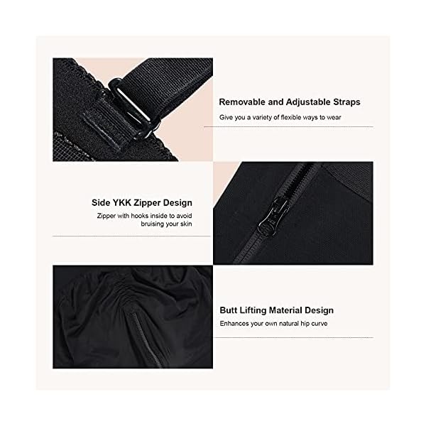 FeelinGirl-Body-Shaper-for-Women-Tummy-Control-Shapewear-Side-Zipper-Open-Bust-Fajas-for-Ladies-Daily-Life FeelinGirl Body Shaper for Women Tummy Control Shapewear Side Zipper Open Bust Fajas for Ladies Daily Life, Black, M