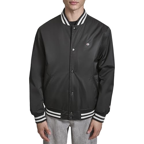 Image of Champion Men's Logo Striped-trim Varsity Jacket