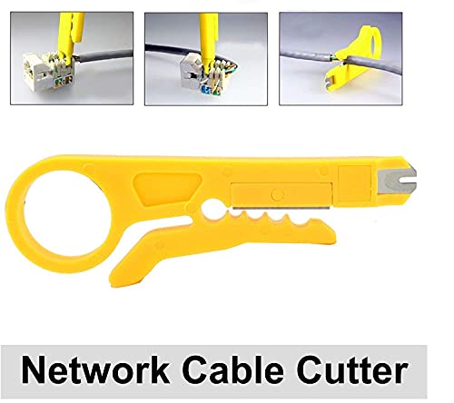 Image of 3-in-1 RJ45 RJ12 RJ11 Crimping Tool with Cutter & Stripper - Heavy Duty Ethernet LAN Cable Crimper for CAT5 /CAT5e /CAT6 UTP Network Wires (Black-Green)