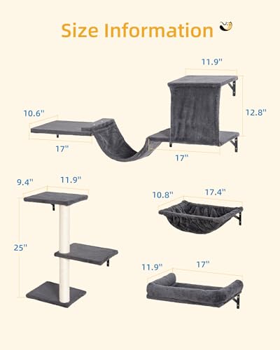 Estantes de pared robustos para gatos grandes, cama y hamaca miniatura 2