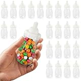 24 Pcs Small Bottles for Mom to Be Party – Clear Fillable Milk-Shaped Containers for Candy, Figurines, Coins, Trinkets – Durable Plastic Decorations for Party Themes, Events, Favors and Fun Activities