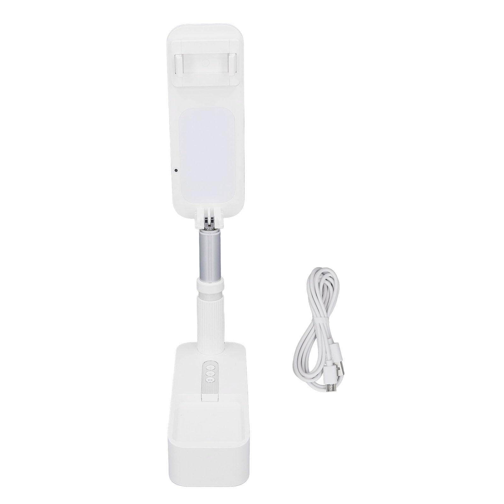 Alomejor Supporto estensibile per selfie pieghevole con luce LED per fotografia in diretta streaming, supporto per telefono ricaricabile senza fili, rotazione a 360°, per vlogging, viaggi, scrivania