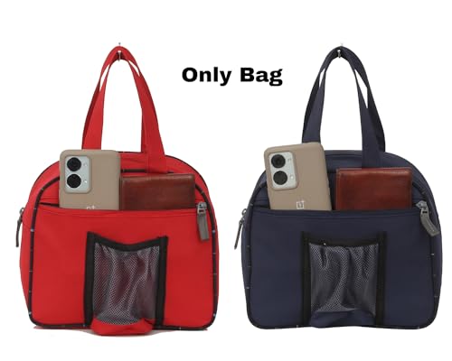 Image of STRONG LIFE Combo Polyester Tiffin School Office Picnic Work Lunch Bag for Kids with Bottle Holder Pack of 2 (Red+Blue), 4 Litre