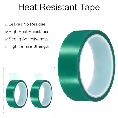 Image of uxcell Green Heat Tape, 4 Rolls 30mmx33m 108ft High Temperature Heat Resistant Tape for Sublimation,Heat Vinyl Press,Heat Transfer, Circuit Board, No Residue