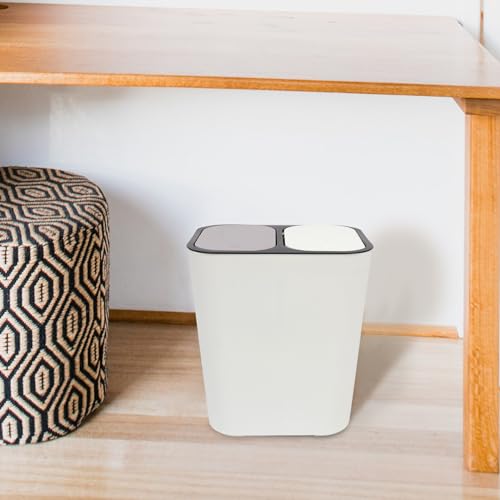 Caneca de basura rectangular de doble compartimento blanca miniatura 6