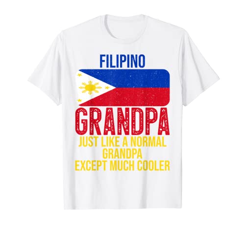 Hombre Bandera filipina vintage del abuelo filipino filipino para el día del padre Camiseta