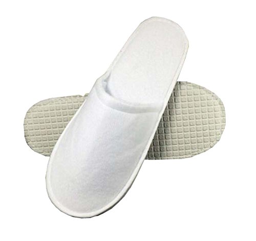 Black Temptation 5 Pairs Towelling Slippers Closed Toe Disposable Slippers White Hotel Slippers