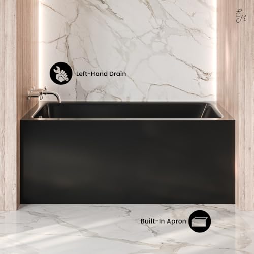 Image of Voltaire 54 x 30 Skirted Left Drain Soaking Apron Bathtub in Glossy Black