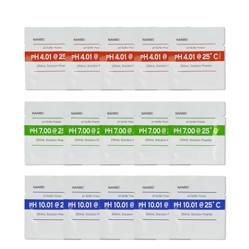 15 Pack of pH Meter Buffer Solution Powder for Precise PH Meter,ph Buffer Powder,5 Each for PH 4.01, PH 7.00 and PH 10.01 Calibration Buffer Powder