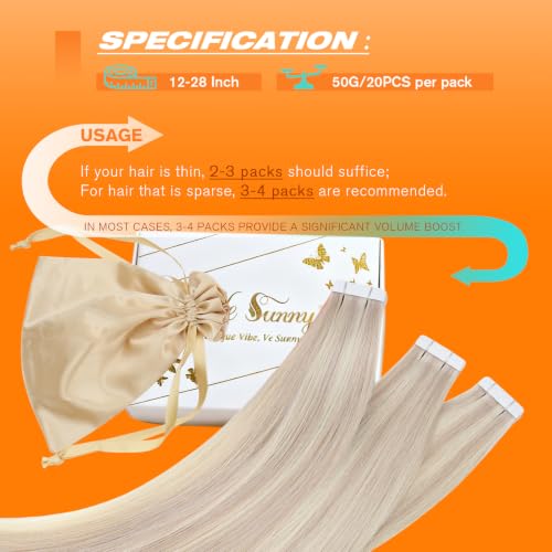 Image of Sunny Hair Tape in Extensions Ash Blonde Highlight Bleach Blonde
