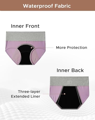 Image of INNERSY Period Underwear for Women Leakproof High Waisted Menstrual Cotton Panties 3 Pack