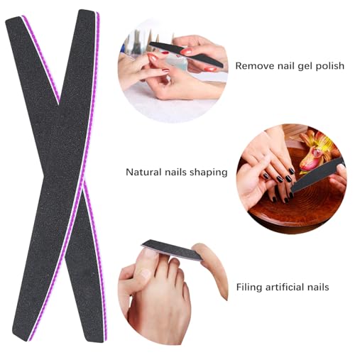 Kafeiya 10 Stck Professionelle Nagelfeile, 100/180 Grit, Nagelfeilen fr Gelngel, Doppelseitige Feilen, Waschbar, fr Nagelstudios DIY Nail Art Zuhause (Schwarz)