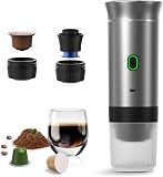Cafetera Portatil Capsulas 3 en 1 compatible con Nespresso Dolce Gusto Café Molido - Cafetera Portátil Multicapsulas Ideal para Llevar - Maquina Cafe Portatil Pequeña