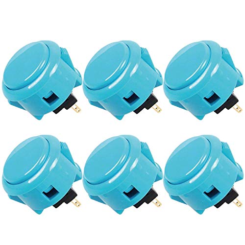 Image of Sanwa 8 pcs OBSF-30 Original Push Button 30mm - for Arcade Jamma Video Game & Arcade Joystick Games Console (Blue) S@NWA