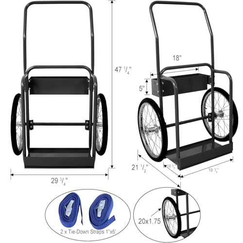 Carretilla doble para tanques de oxígeno con ruedas neumáticas 20" miniatura 7