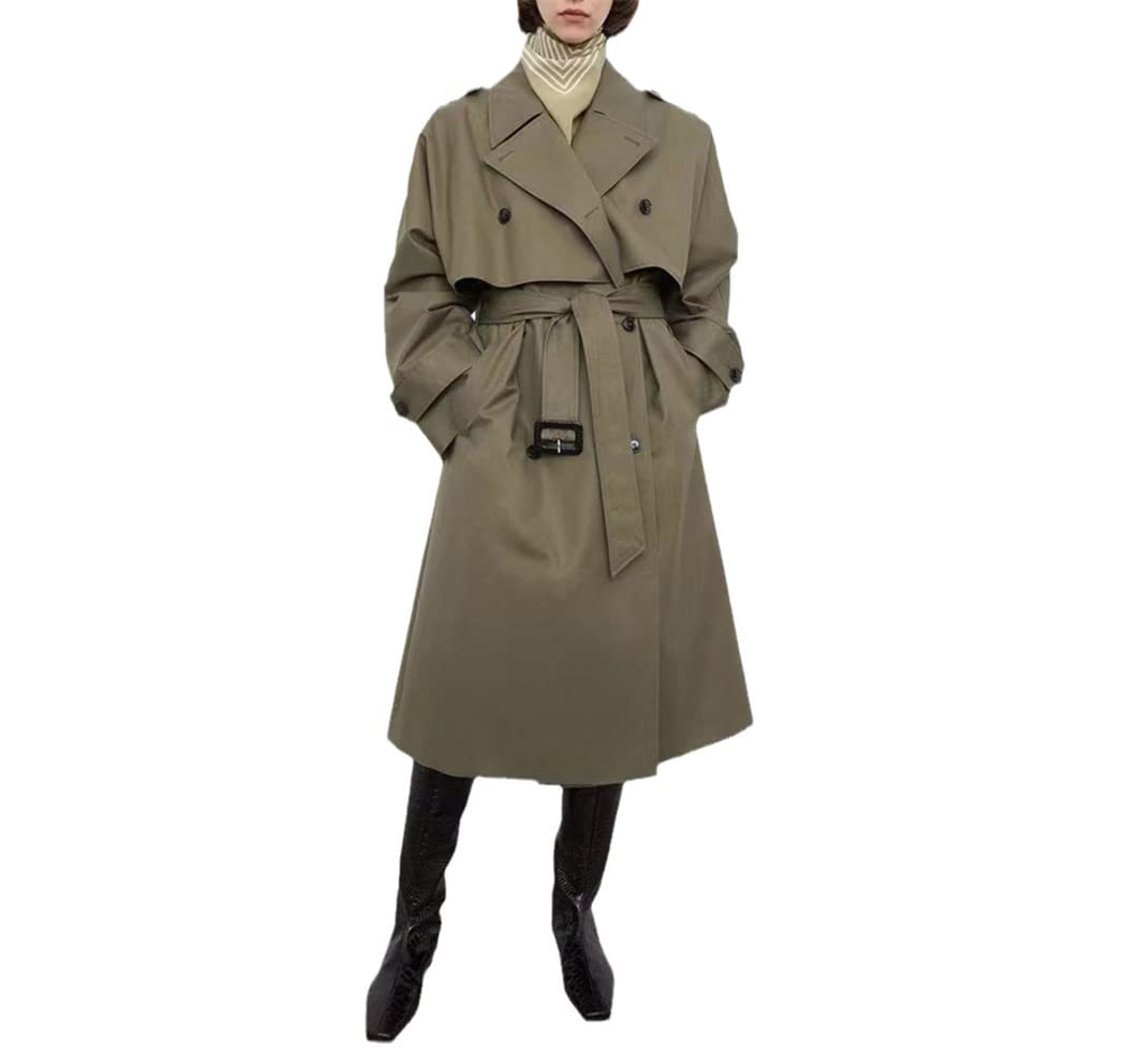 Winter Women Trench Cotton Wind Coat Oversize Ankle-Length Turn-Down Collar Full Sleeve Wool Coat