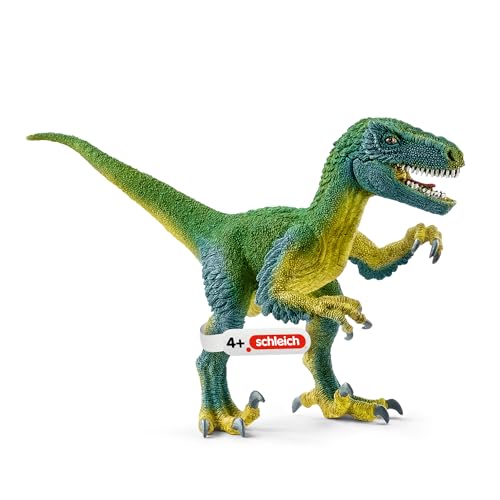 SCHLEICH Dinosaurs | Velociraptor 14585 | detailgetreuer Dino mit beweglichem Kiefer und Armen | tolles Geschenk für Mädchen und Jungen Dinosaurier Spielzeug ab 3 Jahre | 18 x 6 x 10 cm
