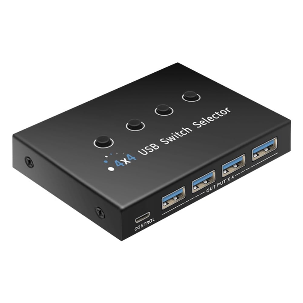 Bloepum USB 3.0 Switch KM Selector 4 Computer Laptop PC Host Sharing 4 USB Devices KVM Switcher Box Share Printer Mouse Keyboard