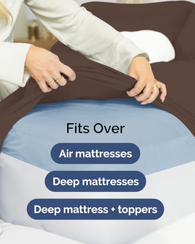 Image of CGK Linens 2 Pack Extra Deep Twin Fitted Sheets - Brown