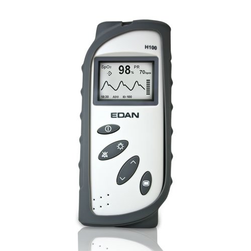 Edan H100B Pulsoximeter mit Silikonschutzhülle, Transporttasche und Fingersensor