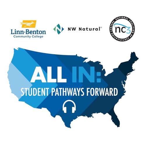 Linn-Benton Community College (LBCC) graduate Kolton Wolfe, LBCC president Dr. Lisa Avery, National Coalition of Certification Centers (NC3) Executive Director Roger Tadajewski and Sama Shagaga, Partnerships and Government Relations at NW Natural