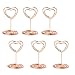 Jofefe 20pcs Mini Place Card Holders Table Number Stands Table Card Holder Wire Table Picture Photo Holder with Heart Shape Menu Memo Clips for Wedding Favors, Rose Gold